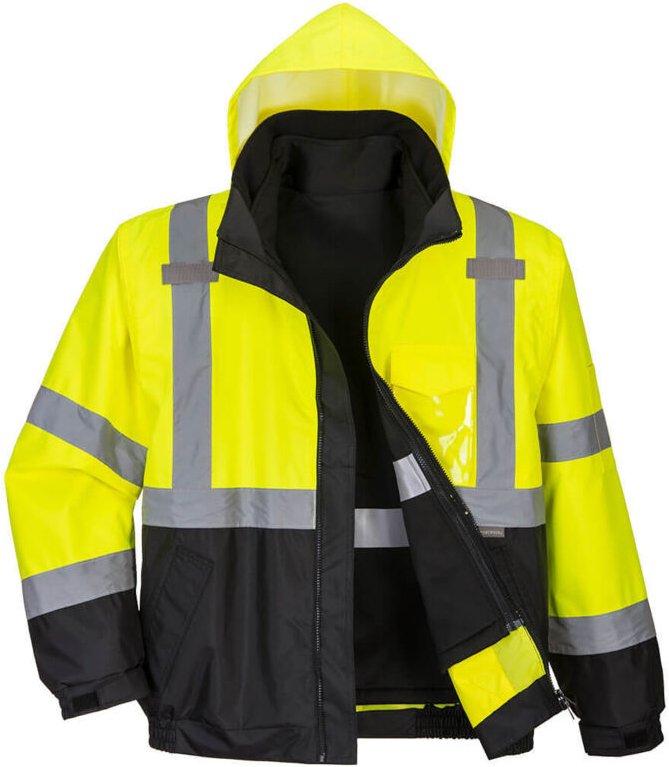 Hochsichtbarkeits-Jeansjacke Premium 3-in-1 Gelb/Schwarz 2XL