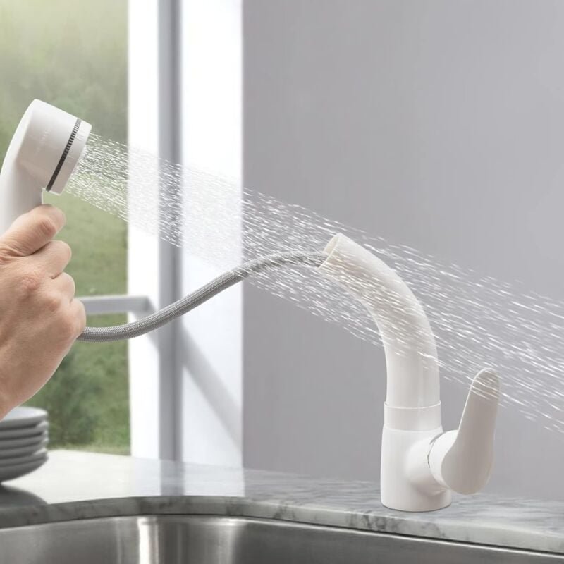 Küchenarmatur Ausziehbar, Wasserhahn mit Brause, Spültischarmatur Küche, 360° Schwenkbar Armatur Küche, Hoher Bogen Misc...