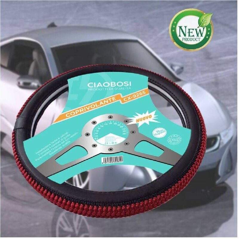 Thumbnail - Trade Shop Traesio - Trade Shop - coprivolante copri volante auto nero rosso 37-39CM mit presa comfort CX-9265 -