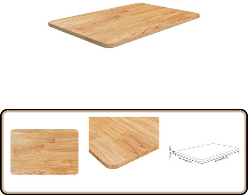 Waschtischplatte Hellbraun 60x40x1,5 cm Massivholz Behandelt - Waschtischplatte - Eiche - Holz Platte - Arbeitsfläche - ...