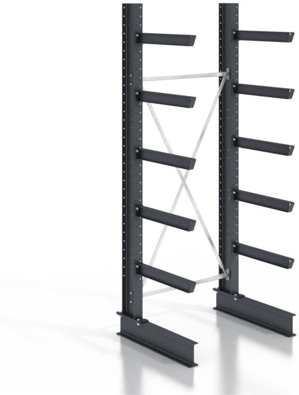 Kragarmregal schraubbar einseitig 1 Feld mit 5 Ebenen 1280x3130x400mm - Stier