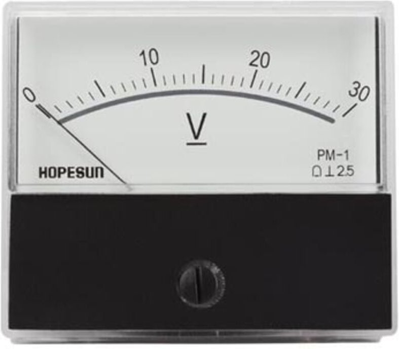 Velleman - analoges einbau-spannungsmessgerät 30 v dc / 70 x 60 mm