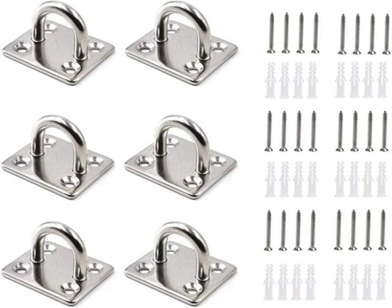 Thumbnail - M5-Edelstahlhaken (6 Stück) – robuste Wandhalterung – U-förmige Metallhaken mit 4 Löchern halten bis zu 50 kg Gewicht – ...