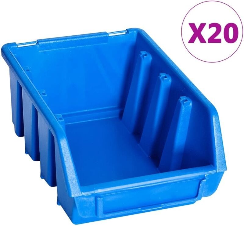 Stapelboxen 20 Stk. Blau Kunststoff Vidaxl