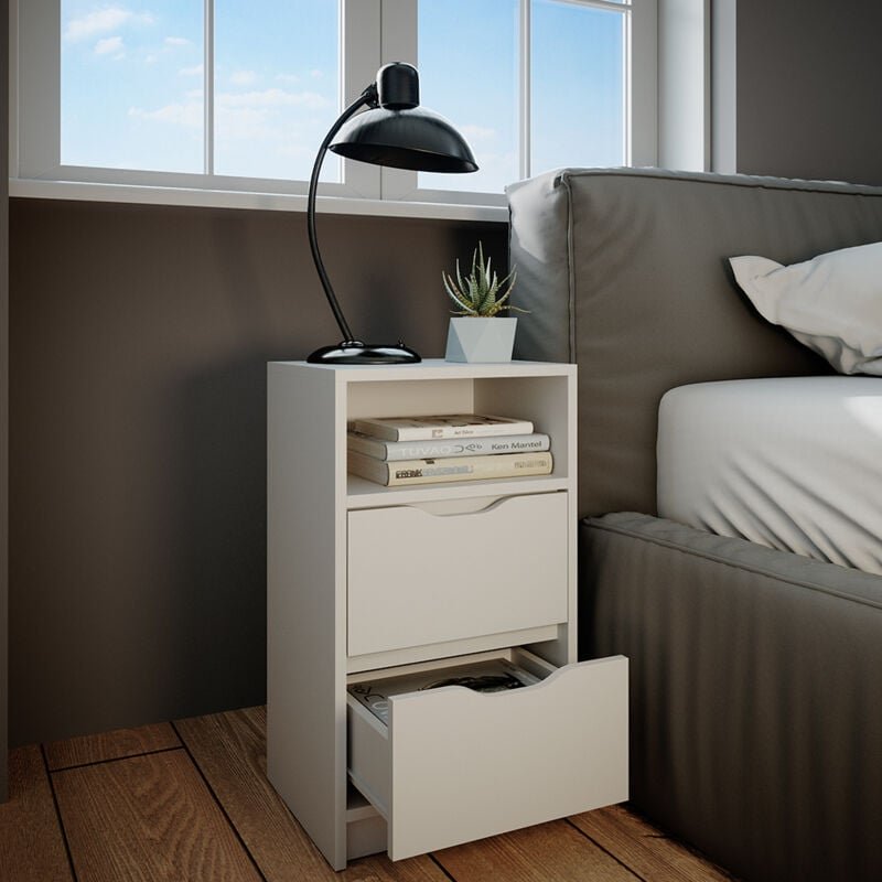 Nachttisch Ruben, Weiß, 38 x 66.6 cm Vicco