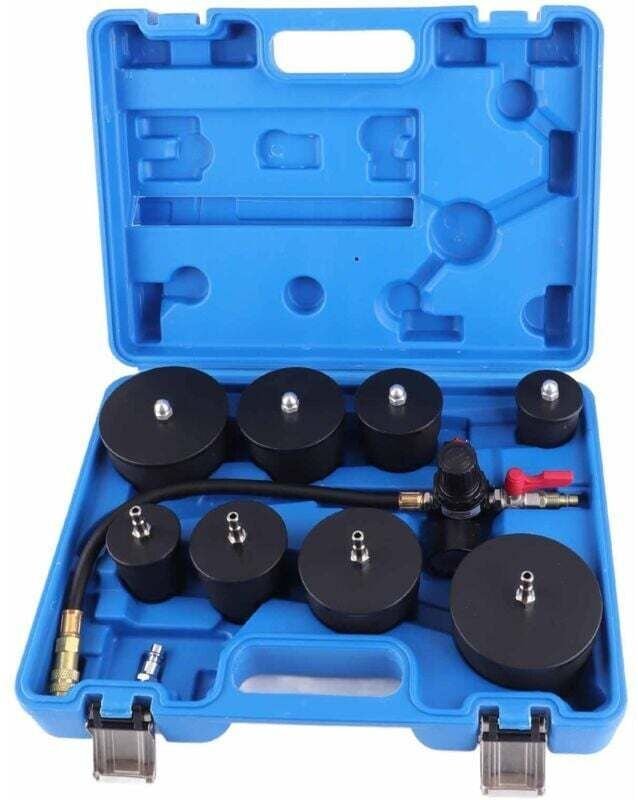 Comprobador de fugas del sistema turbo (9 piezas), manómetro de aire del turbocompresor, kit de comprobación de fugas de...