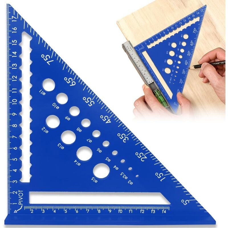 180 mm Zimmermannswinkel, Zimmermannswinkel, 45-90-Grad-Zimmermannswinkel, Winkelmesser für Holzbearbeitungsmessungen, W...