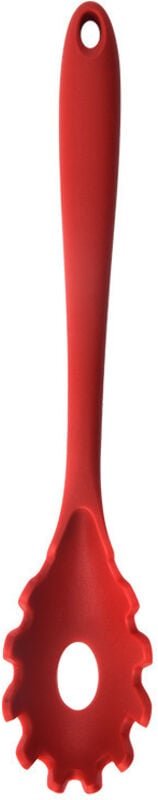 Shining House - Küchen-Nudellöffel, leckerer Nudellöffel mit Lochspender und weichem Griff (Schwarz und Rot 21,3 x 3,5 c...