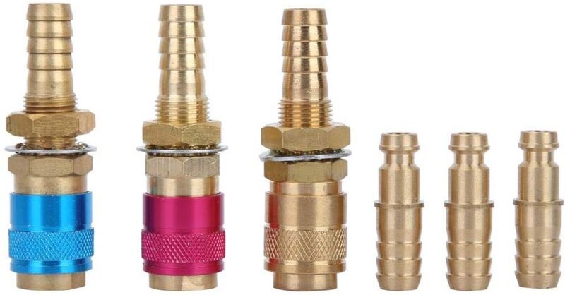 M10 Wassergekühlter und Gas-Adapter, Schnellverbinder, Schlauchverbinder, Rot + Gelb + Blau, für WIG-Schweißbrenner