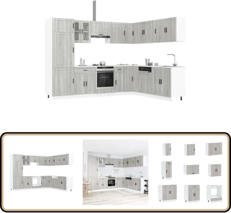 14-tlg. Küchenschrank-Set Porto Grau Sonoma Holzwerkstoff - Vidaxl