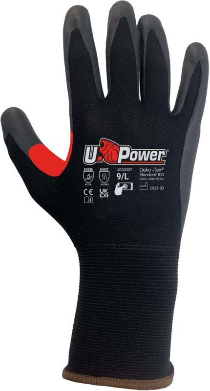 Flynt Safety Arbeitshandschuhe Nylon Touchscreen Schwarz Rot 11/XXL - U-power