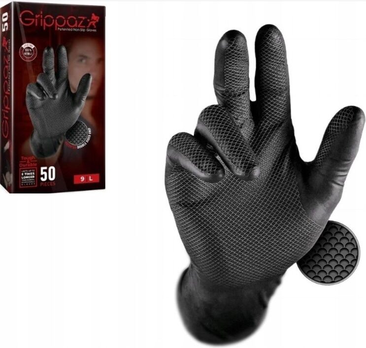 NITRIL-WERKSTATTHANDSCHUHE FÜR MECHANIKER, STRONG BLACK, GRIPPAZ XL/10 - 25 Paar