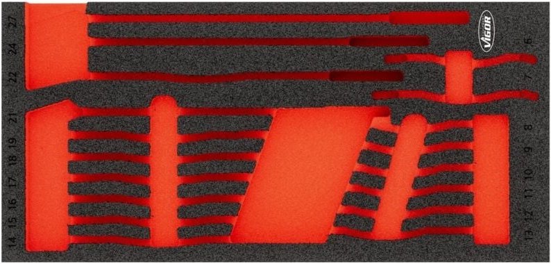 VIGOR Weichschaumeinlage, leer, L x B x H: 393 mm x 188 mm x 35 mm, Art.Nr. V6723N-L