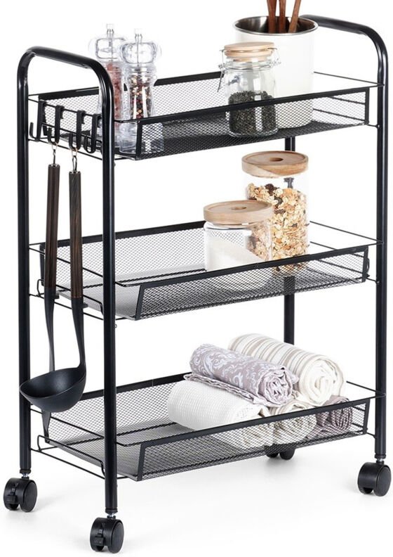 Thumbnail - Mobiler Regalwagen mit 3 Ebenen für Küche und Badezimmer auf Rädern