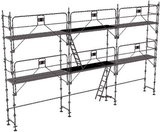 Gerüst 60m² - Struktur + Plattformen -Gelände Version - DUO60GC-SP