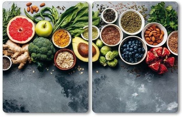 Herdabdeckplatten healthy food, 2er-Set, Glas Kesper