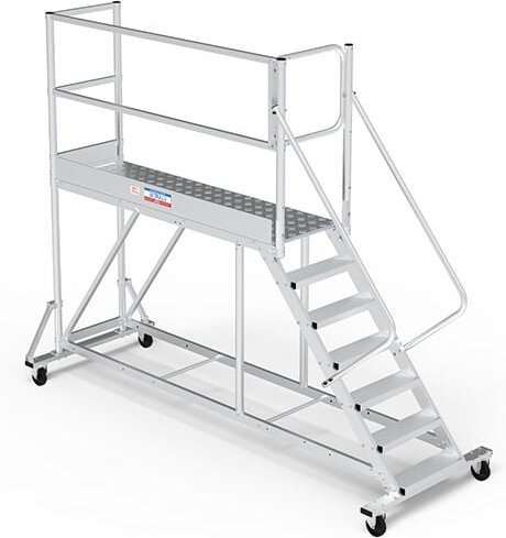 Mobile Plattform mit Geländer links und hinten + Sicherheitstür - Maximale Arbeitshöhe 4.00m - PTF210G-RSP