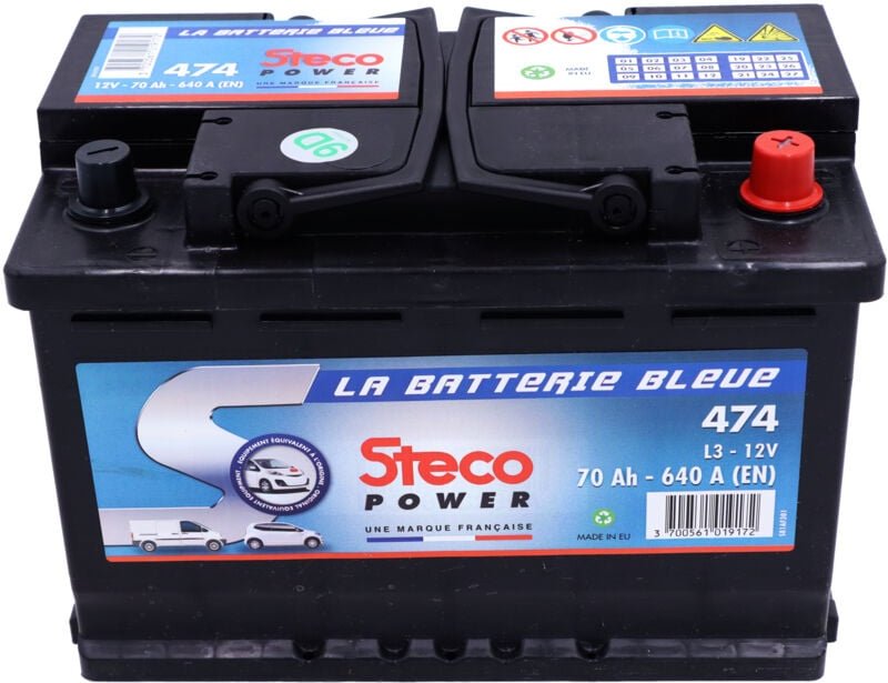 Batterie 12V 70Ah 640A 278x175x190 stecopower - 474