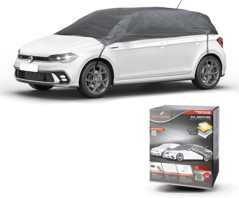 Walser - Abdeckplane Auto All Weather Basic, Autoplane Halbgarage Größe m, Autoabdeckung grau