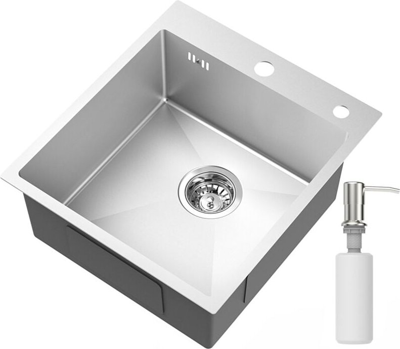 Edelstahl Küchenspüle 44 x 49 cm Einbauspüle Küchenspüle für ab 45 cm Unterschrank, Küchenspülbecken, Edelstahlspüle, in...