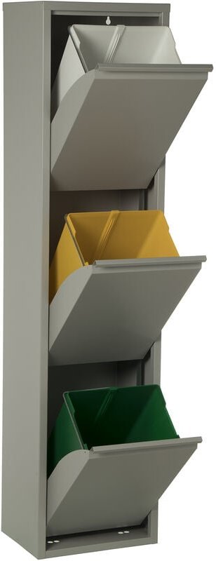 Recycling -Bin 3 Eimer Matt Grey, 3x18L 33x25x135cmpour Alle Stile, um dem Haus eine Note zu verleihen