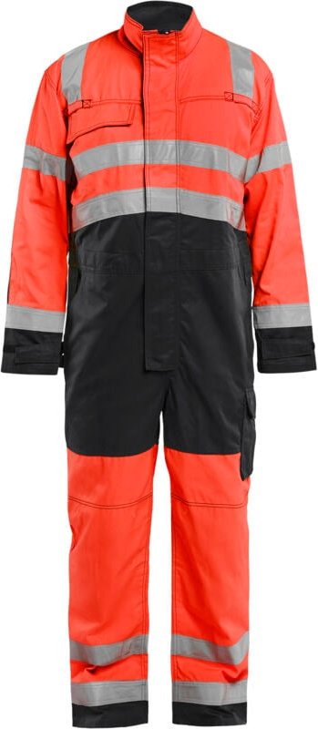 Arbeitsanzug mit langen Ärmeln Hochsichtbarkeit 6373 - Neonrot/Schwarz 46