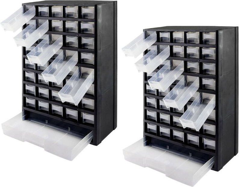 Dema - 2er Set Sortimentskasten Kleinteilemagazin Sortierkasten 41 Fächer Kleinteile