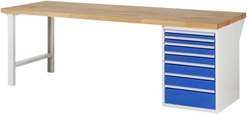Werkbank 7517A1, B2500xT900xH890mm, 7x Schublade-TA - RAU