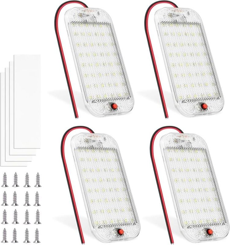 48LED Auto-Innenraum, superhelle weiße Licht-LED-Leiste DC12V-85V 800LM mit EIN/AUS-Schalter, universelle Camping-Auto-L...