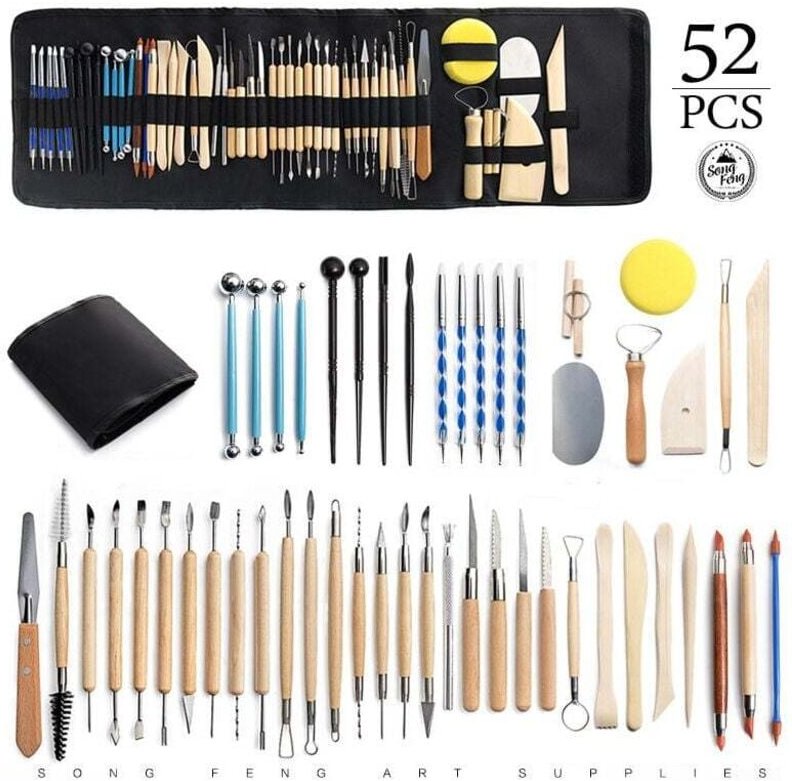 Töpferwerkzeug-Set, Polymer-Ton-Keramik, Bildhauer-Set, Modellieren, Töpfern, Ton-Skulptur mit Aufbewahrungstasche, Schü...