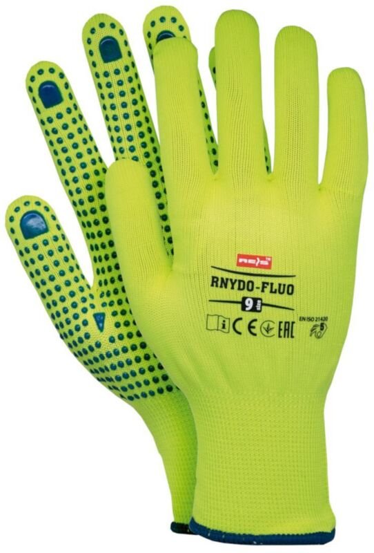 Arbeitshandschuhe mit Noppen 7 neongelb