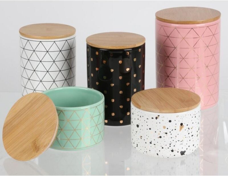 Buri - 12x Dolomit Vorratsdosen 0,4L Deckel Gefäß Boxen Behälter Aufbewahrung Keks