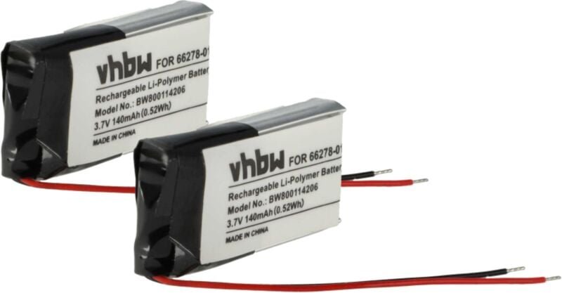 Vhbw - 2x Akku Ersatz für Plantronics 66278-01, PA-PL003, 79879-01 für Wireless Headset Kopfhörer (140 mAh, 3,7 v, Li-Po...