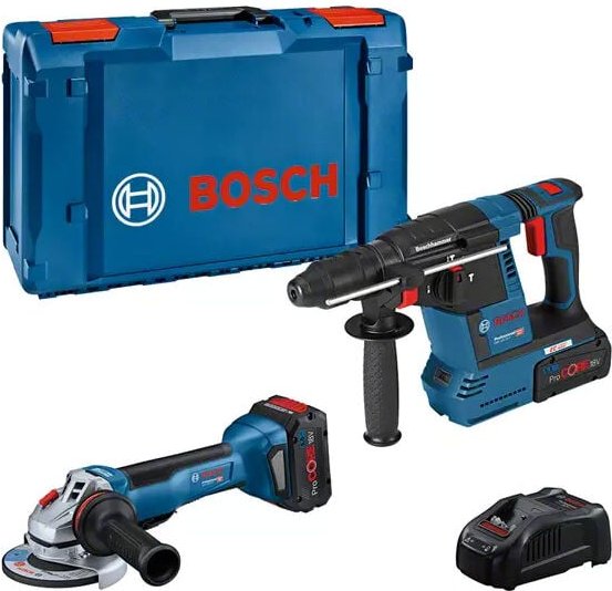Thumbnail - Set mit 2 18-V-Werkzeugen: gws 18V-10 p + gbh 18V-26 – Bosch professional – mit 2 18-V-5,5-AH-Akkus – Ladegerät – l-boxx...