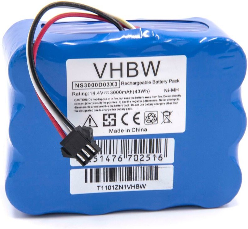 Akku kompatibel mit Yoo Digital Iwip 1000, 600 Home Cleaner Heimroboter Blau (3000mAh, 14,4V, NiMH) - Vhbw