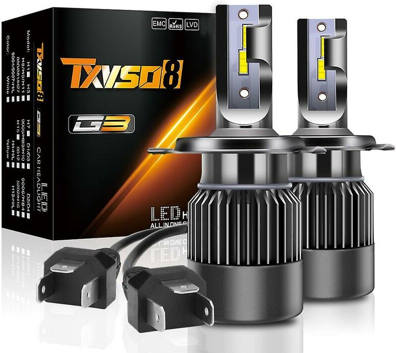 Woosien - H4/9003/hb2 Hi/Lo LED-Scheinwerferlampen, 2 Stück, wasserdicht, 100 w, 6000 k, 15000 LED-Lampen-Scheinwerfer-K...