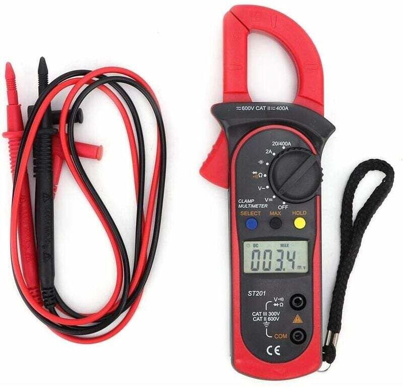 Ahlsen - ST201 Automatisches digitales Zangenmessgerät, DC/AC-Klemmmultimeter, Spannungswiderstand, Diodentester (rot), ...