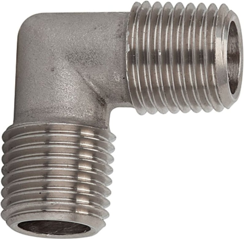 Riegler Winkelstück, außen/außen, R 1/4, Edelstahl 1.4404