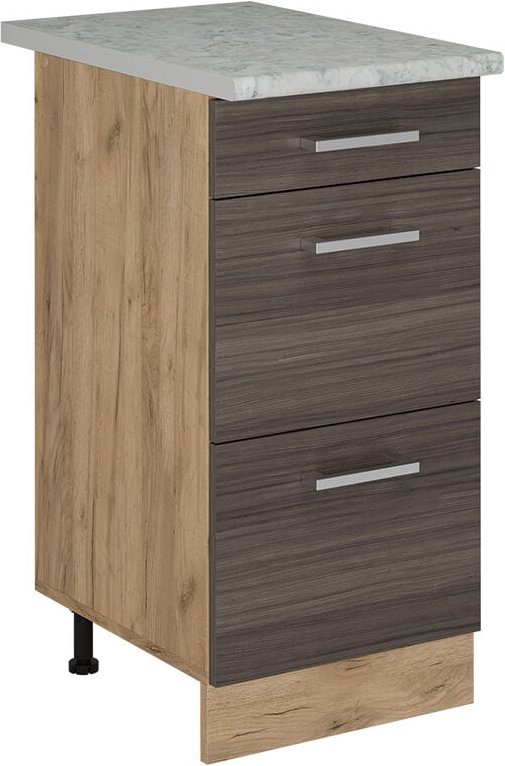 Vicco - Küchenunterschrank R-Line, Edelgrau, 40 cm mit Schubladen, ap Marmor