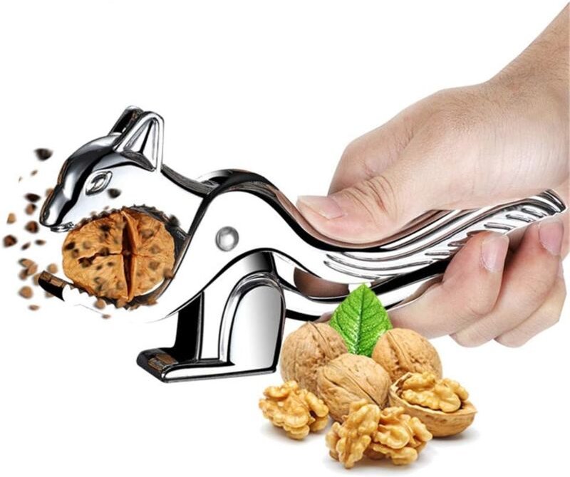 Nussknacker-Werkzeug, eichhörnchenförmiger Walnuss-Clip mit Spritzschutz, multifunktionaler handgehaltener brauner Walnu...