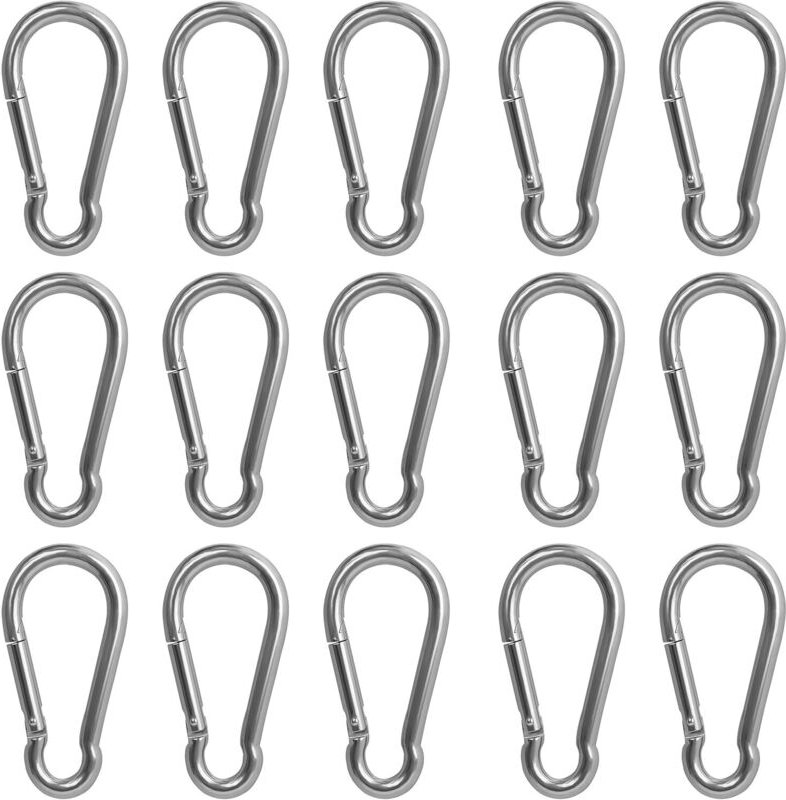 Shining House - Karabinerhaken mit Feder aus Edelstahl (20er-Pack) – 4 cm – Mehrzweck-Karabiner für drinnen und draußen,...