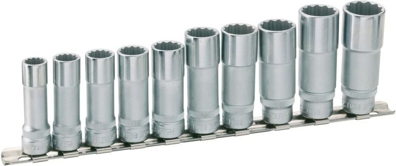 Doppelsechskant Steckschlüsseleinsatz Satz, Vierkant hohl 10 mm (3/8), Außen-Doppel-Sechskant Profil, 10 - 19, Anzahl We...