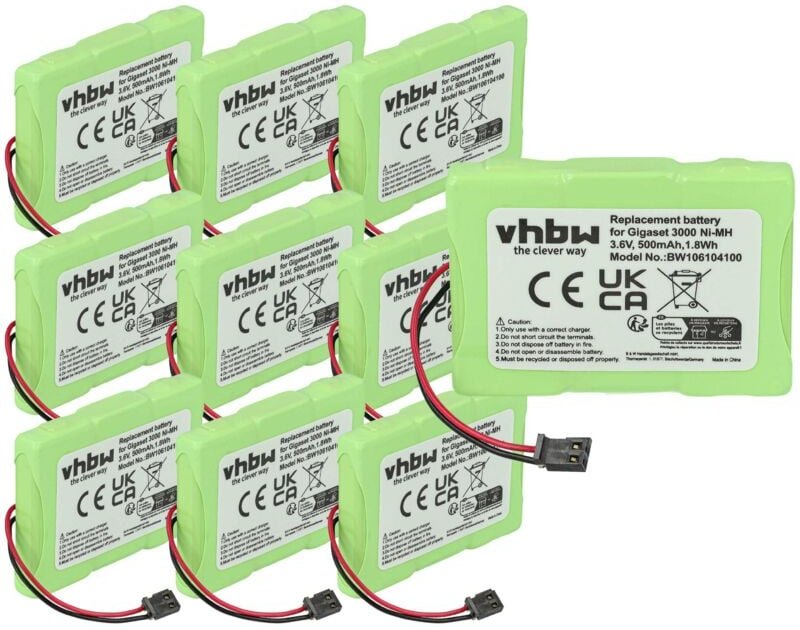 10x Akku Ersatz für Siemens V30145-K1310-X143 für schnurlos Festnetz Telefon (500 mAh, 3,6 v, NiMH) - Vhbw