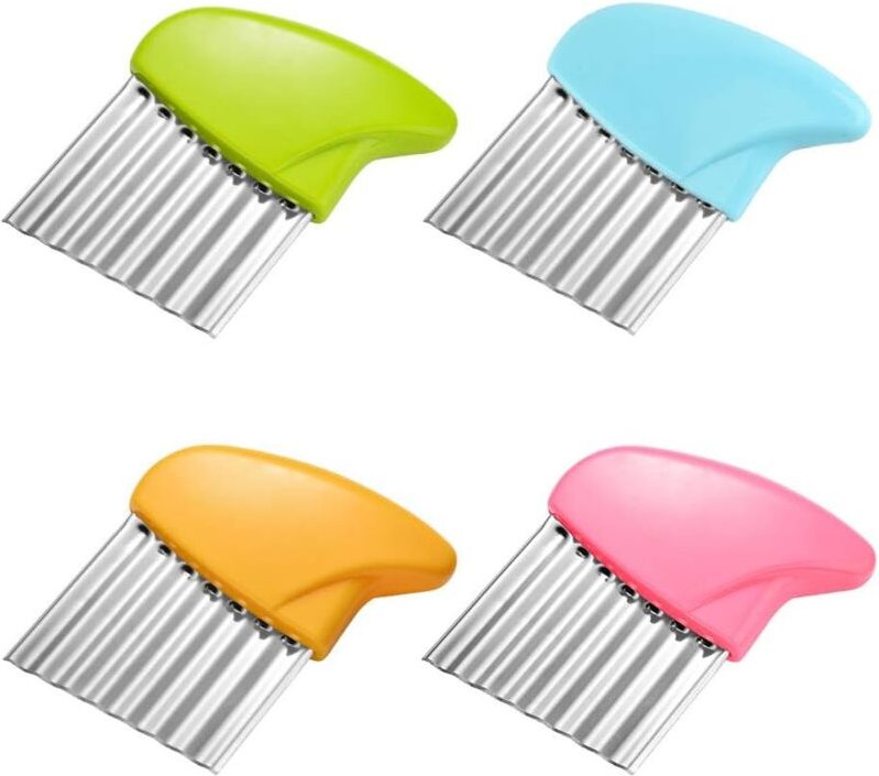 Bluedeer - 4 Stück Kartoffelhacker Wellenschneider aus Edelstahl Crinkle Cut Chip Cutter Gemüseschneider für Kartoffeln,...