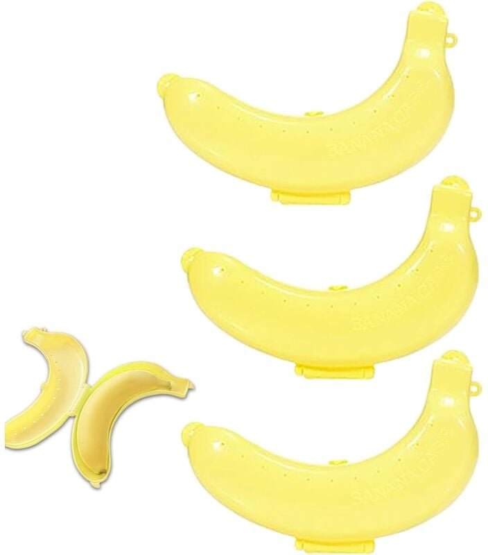3-teiliges Bananenbox-Set aus Kunststoff, süße Bananenbox, Bananenschutz für Mittagessen, Obst, Kinder, Süßigkeiten, Out...