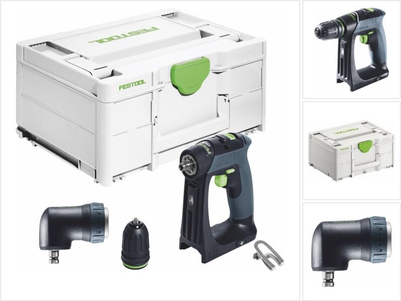 Cxs 18-Basic Akku Bohrschrauber 18 v 40 Nm Brushless + Winkelvorsatz + Systainer - ohne Akku, ohne Ladegerät - Festool