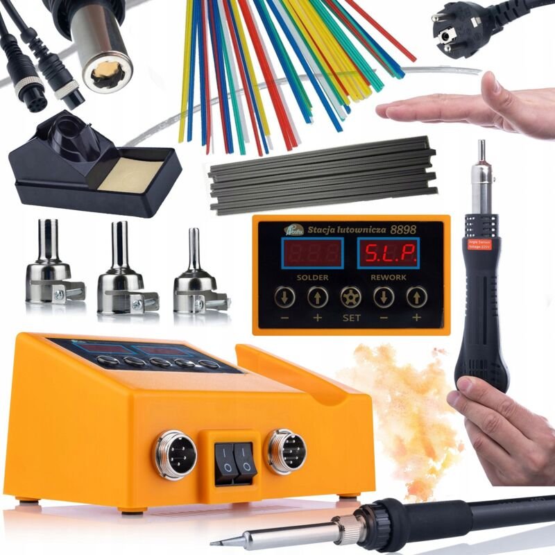 Thumbnail - Rosfix 2in1 Lötstation Rosfix Orange Husky OH660 Electric S Series+Binder zum Schweißen von Kunststoff PP Schwarz 10 Stü...
