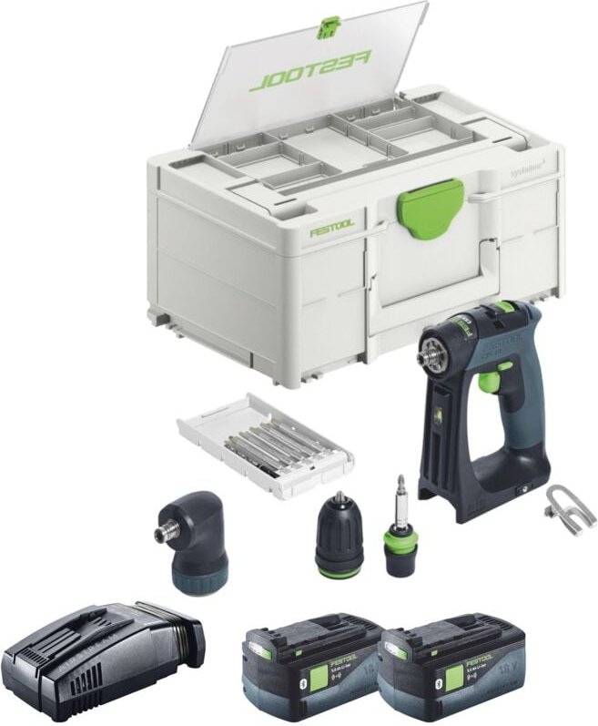 Festool CXS 18-Basic-Set Akku Bohrschrauber 18 V 40 Nm Brushless + 2x Akku 5,0 Ah + Schnellladegerät + Systainer