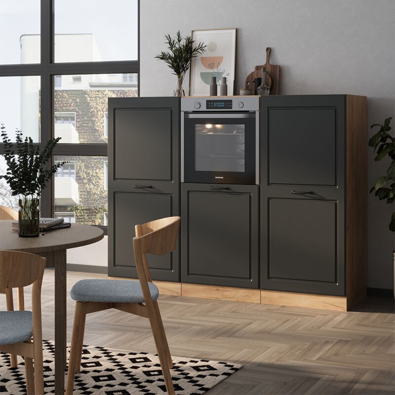 Thumbnail - Vicco - Küchenblock R-Line, Anthrazit Landhaus/Goldkraft Eiche, 180 cm ohne Arbeitsplatte