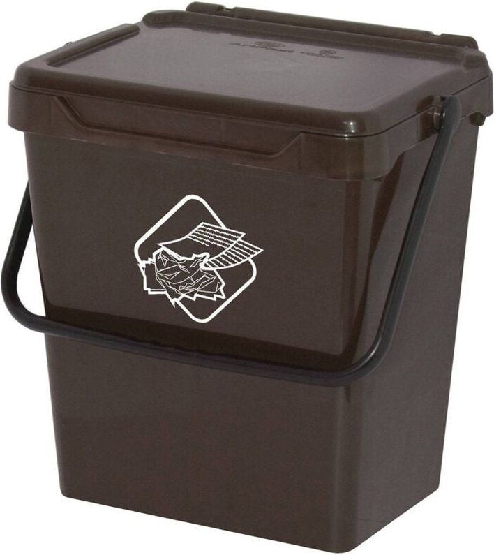 Polypropylenbehälter für separate Sammlung, 30L Abfallbehälter, 100% Made in Italy, 40x31h39 cm, braune Farbe - Dmora